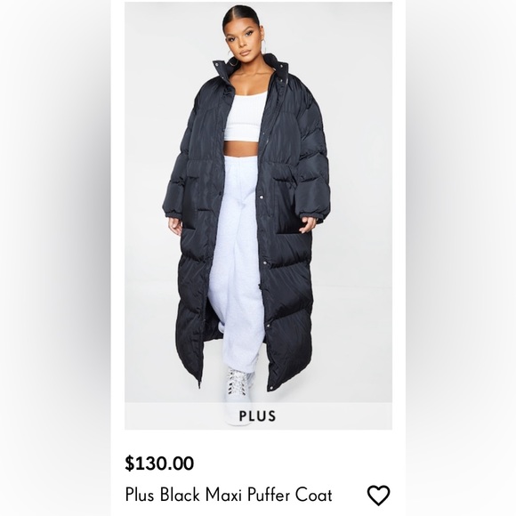 Long heavy puffer coat from Pretty Little Thing, plus size, black - Picture 5 of 5